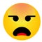 Angry smiley emoji face. Annoyed cute cartoon vector emoticon