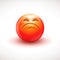 Angry smiling emoticon, emoji - vector illustration