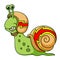 The angry snail with the helmet is doing the race