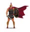 Angry spartan warrior with armor and hoplite shield