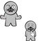 Angry standing chibi seal kid character cartoon set