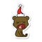 angry sticker cartoon of a bear wearing santa hat