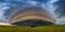 Angry supercell storm influenced by Climate change. Dangerous storm supercell shelf cloud with layers.