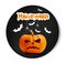 Angry surprised Halloween realistic vector black sticker font. 3D Pumpkin illustration for greeting cards, party