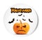 Angry surprised Halloween realistic vector white sticker font. 3D Pumpkin illustration for greeting cards, party