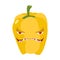 Angry sweet pepper. Aggressive yellow vegetable. Dangerous fruit