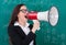 Angry Teacher Shouting Through Megaphone