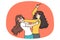 Angry teenage girls fighting pulling hair