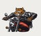 Angry tiger head biker riding motorcycle