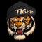 Angry tiger wearing cool hat vector illustration