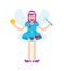 Angry Tooth Fairy. Scarry Little magical woman. Coin in exchange