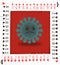 Angry virus on red background surrounded by playing cards