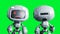 Angry white toy robot animation. Phisical motion blur. Realistic green screen 4k animation. Green screen