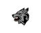 Angry wolf head. Beautiful wolf tattoo. Wild wolf logo vector stock.