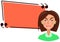 Angry woman and blank speech bubble. Empty discussion message above head of frusrated negative lady