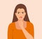 Angry woman making Silence Gesture. Be quiet Vector illustration. Secret Concept