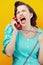 Angry woman screaming on the phone