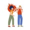 Angry Woman Shouting and Blaming Man Engaged in Manipulation and Control Vector Illustration