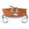 Angry wooden boat sail at sea character