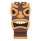 Angry wooden totem icon cartoon vector. Tribal indian