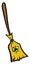 Angry yellow broom , vector or color illustration