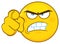 Angry Yellow Cartoon Emoji Face Character With Aggressive Expressions Pointing