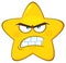 Angry Yellow Star Cartoon Emoji Face Character With Aggressive Expressions