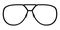 Angular Aviator frame glasses fashion accessory illustration. Sunglass front view for Men, women, silhouette style, flat