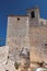 Angular tower and wall of Guaita castle. San marino