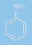 Aniline phenylamine, aminobenzene molecule. Skeletal formula.