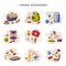 Animal Accessories Set, Pet Shop Products, Food, Toys, Veterinary Medicines, Accessories for Care, Cartoon Style Vector