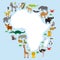 Animal Africa: parrot Hyena Rhinoceros Zebra Hippopotamus Crocodile Turtle Elephant Mamba snake camel mosquito tsetse ostrich