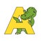 animal alphabet. capital letter A, Alligator. illustration. For pre school education, kindergarten and foreign language learning