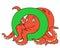 Animal alphabet. capital letter O, Octopus. illustration. For pre school education, kindergarten and foreign language learning for