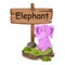 Animal alphabet letter E for elephant