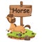 Animal alphabet letter H for horse
