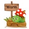 Animal alphabet letter W for worm