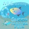 Animal alphabet Q letter Queen triggerfish vector Colorful exotic tropical fish Ocean fauna, funny sea life cartoon character Grea