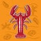 Animal arthropod cancer red, icon sticker logo. Vector image