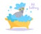 Animal bath Vector. Cartoon. Isolated art on white background. Flat Clean