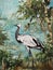 Animal birds portrait  landscape  river oil painting