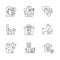 Animal care business linear icons set