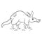 Animal character funny aardvark in line style. Children's illustration.