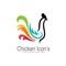 Animal Chicken head logo with colorful tails