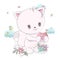 Animal for childrens products and holidays. Cute cat with funny eyes, character illustration made in cartoon style