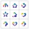 Animal colorful vector logo design, love, care, heart, star, lion, dog, bear,, clinic illustration