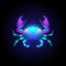 Animal crab modern  illustation with neon vibrant colors, abstract, zodiac, astrology