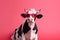 animal cute colourful face funny cow character portrait sunglasses head. Generative AI.