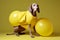 animal dog stylish fashion latex pet colourful concept funny art. Generative AI.