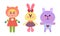 Animal Dolls or Sewed Stuffed Toys Vector Set